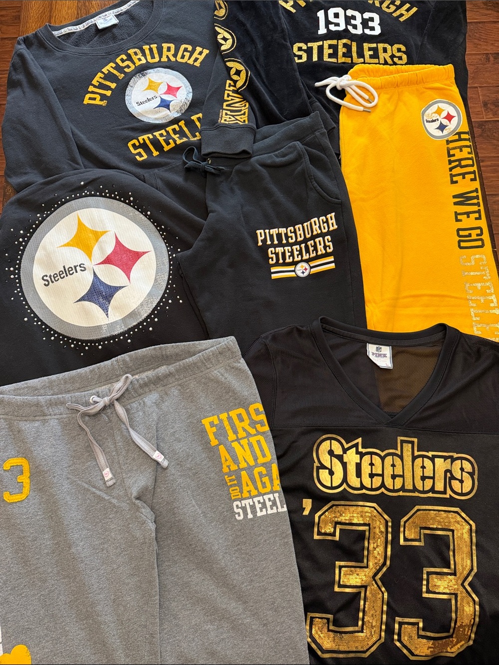 Lot of 7 NFL PINK VS Pittsburgh Steelers Collection - Sweats, Hoodies, Jersey